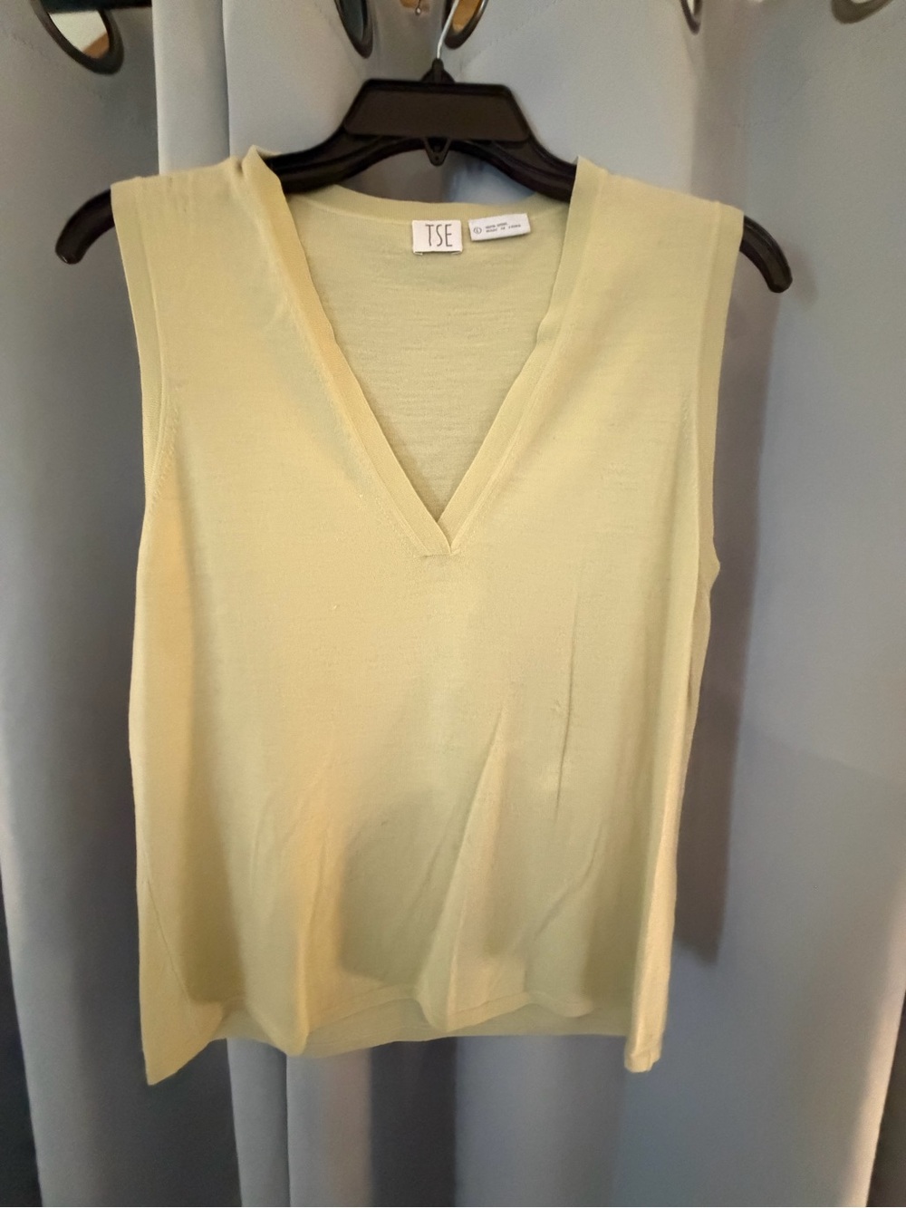 TSE Pale Yellow V-Neck Sleeveless Knit Tank Top